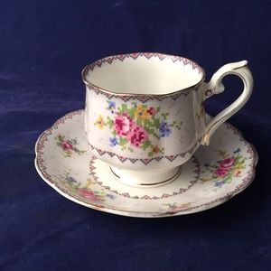 Vintage Royal Albert Petit Point China Cup and Saucer